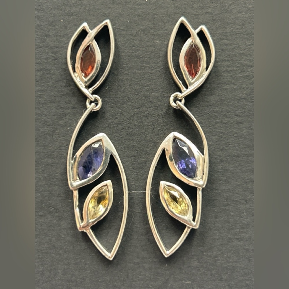 Elegant Silver 925 Multi-Stone Earrings